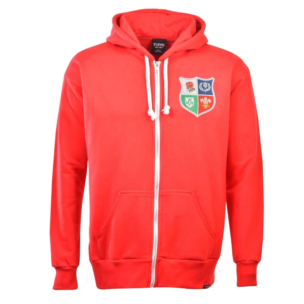 British & Irish Lions 1970s Vintage Rugby Zipped Hoodie - Red 2 British & Irish Lions 1970s Vintage Rugby Zipped Hoodie - Red - Image 2