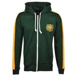 Australia Embroidered Zipped Hoodie - Bottle Green & Amber