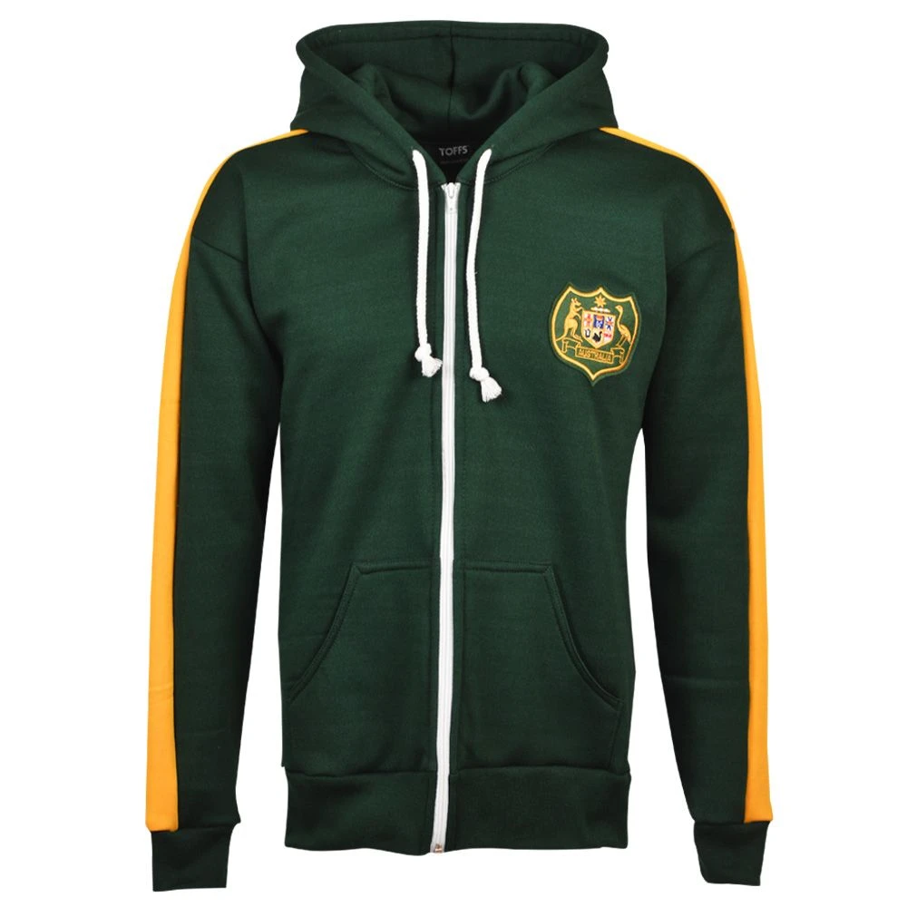 Australia Embroidered Zipped Hoodie - Bottle Green & Amber 1 Australia Embroidered Zipped Hoodie - Bottle Green & Amber