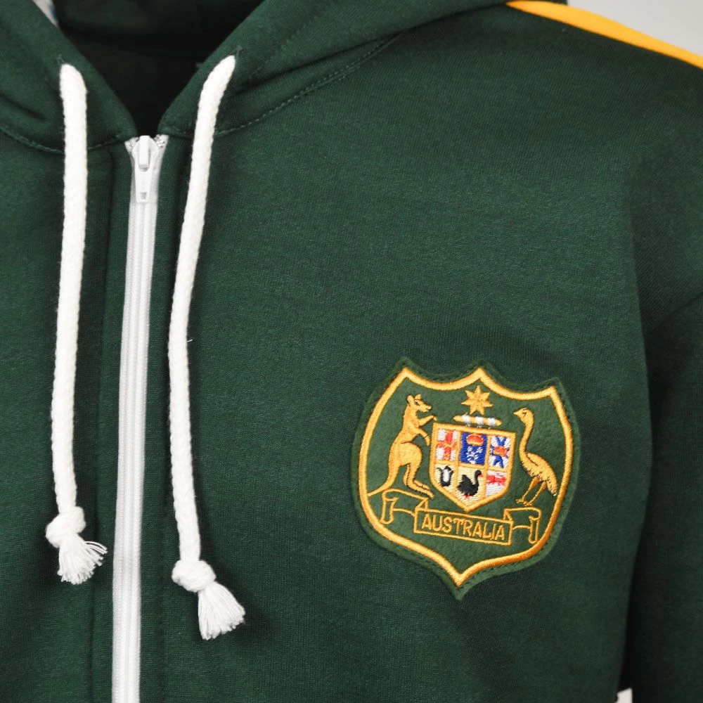 Australia Embroidered Zipped Hoodie - Bottle Green & Amber 2 Australia Embroidered Zipped Hoodie - Bottle Green & Amber - Image 2
