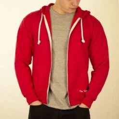 Toffs Retro Red Zipped Hoodie - Premium British Made Casualwear